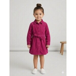 Carter's Magenta Corduroy Dress 3T Polka Dot Retro Spring Transition Shirt Dress